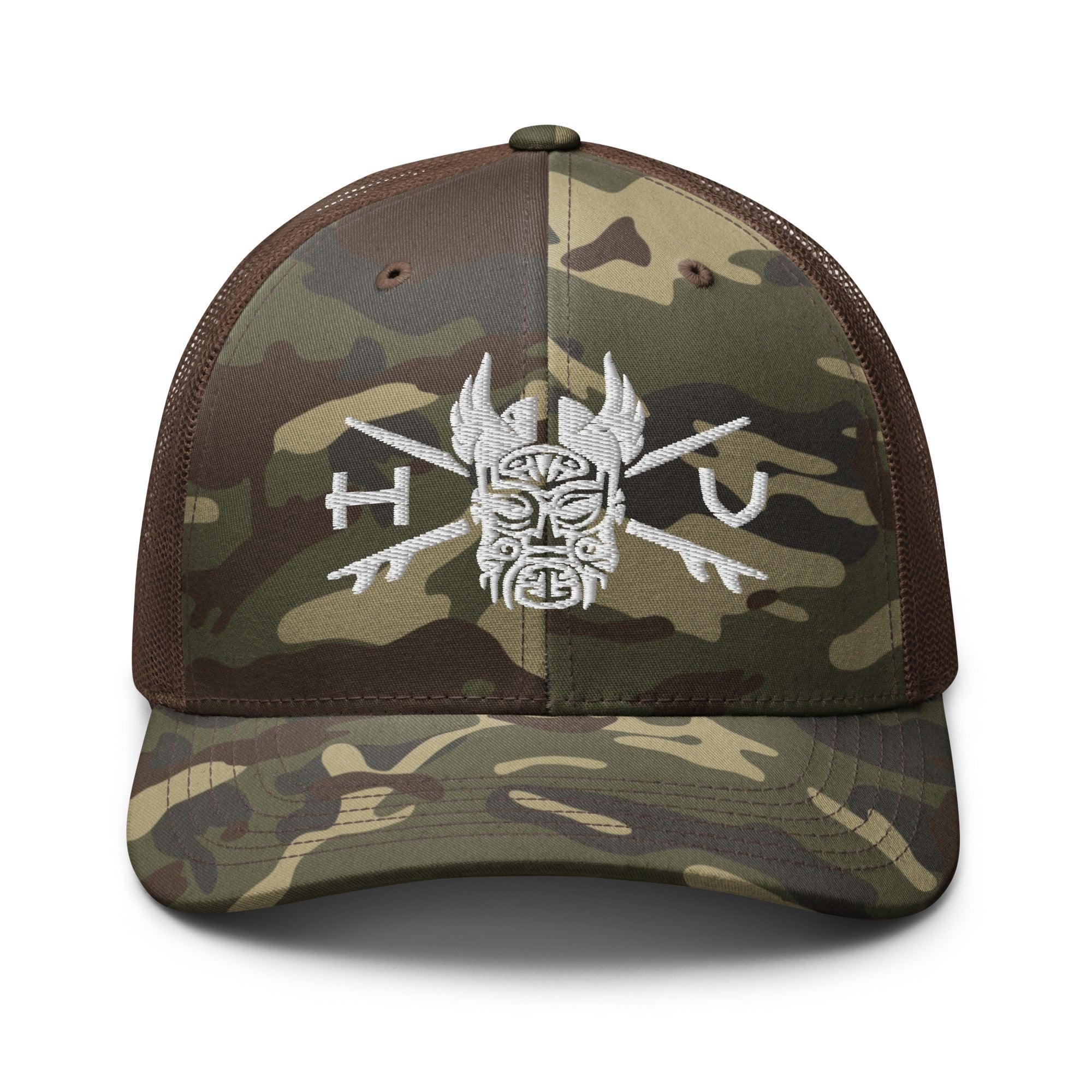 Tiki Mask Camouflage Trucker Hat - Hawaiian Vikings