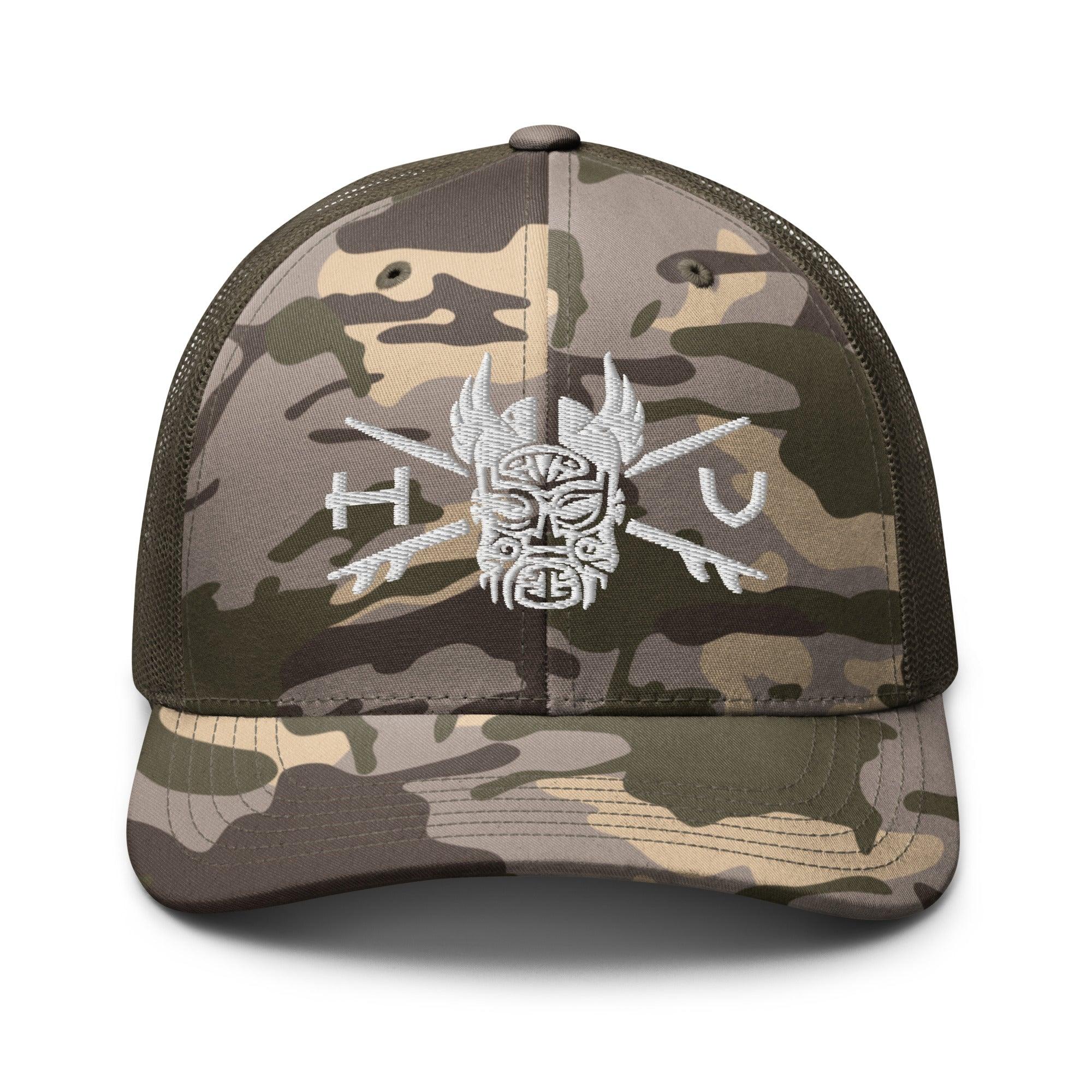 Tiki Mask Camouflage Trucker Hat - Hawaiian Vikings