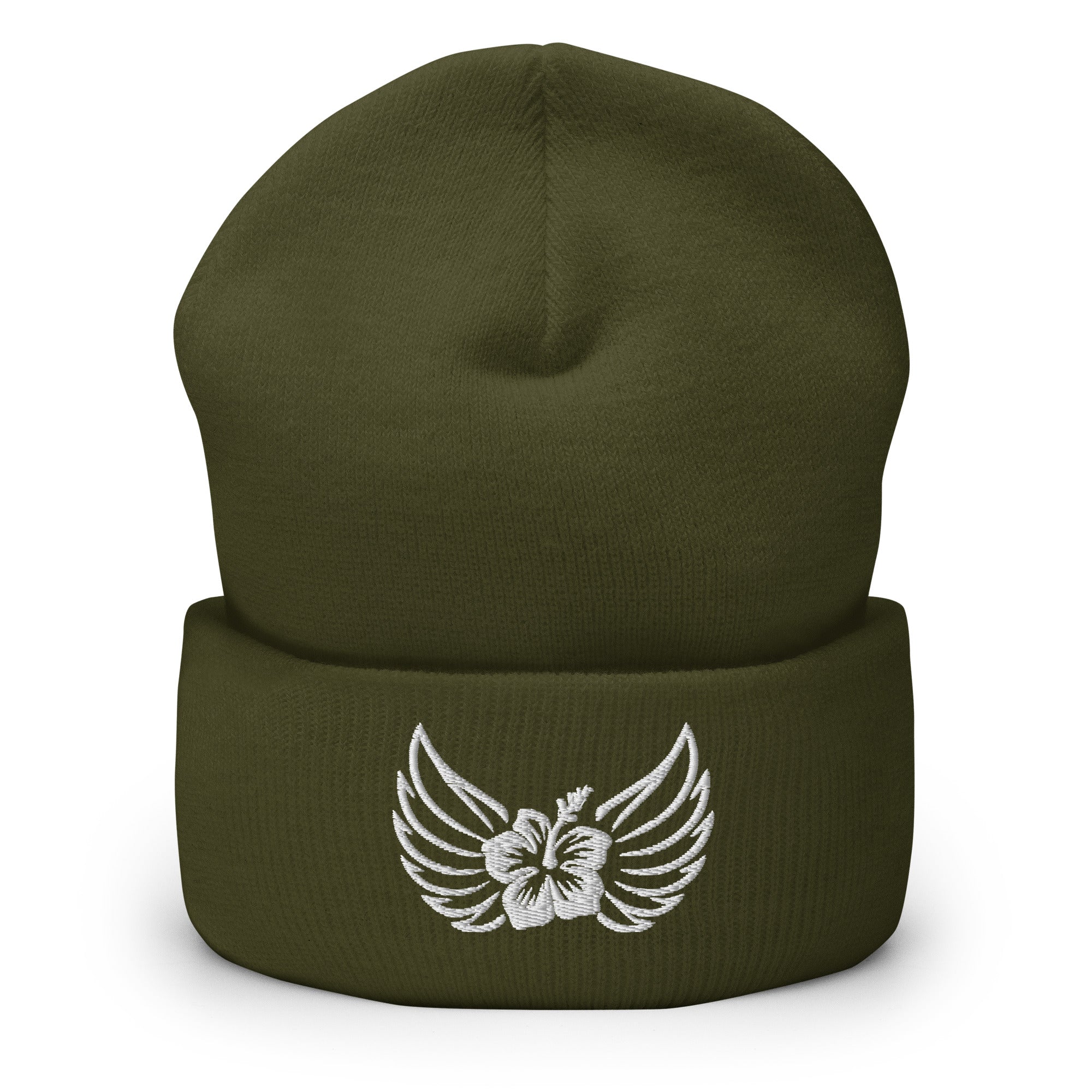 Aloha Valkyrie Wings & Hibiscus Cuffed Beanie - Hawaiian Vikings