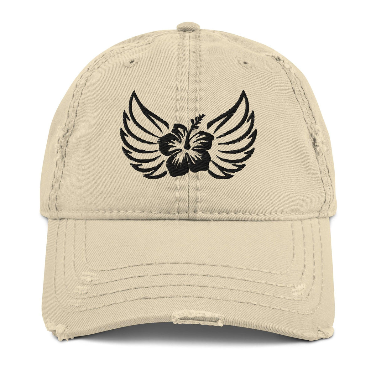 Aloha Valkyrie Wings &amp; Hibiscus Distressed Dad Hat - Hawaiian Vikings