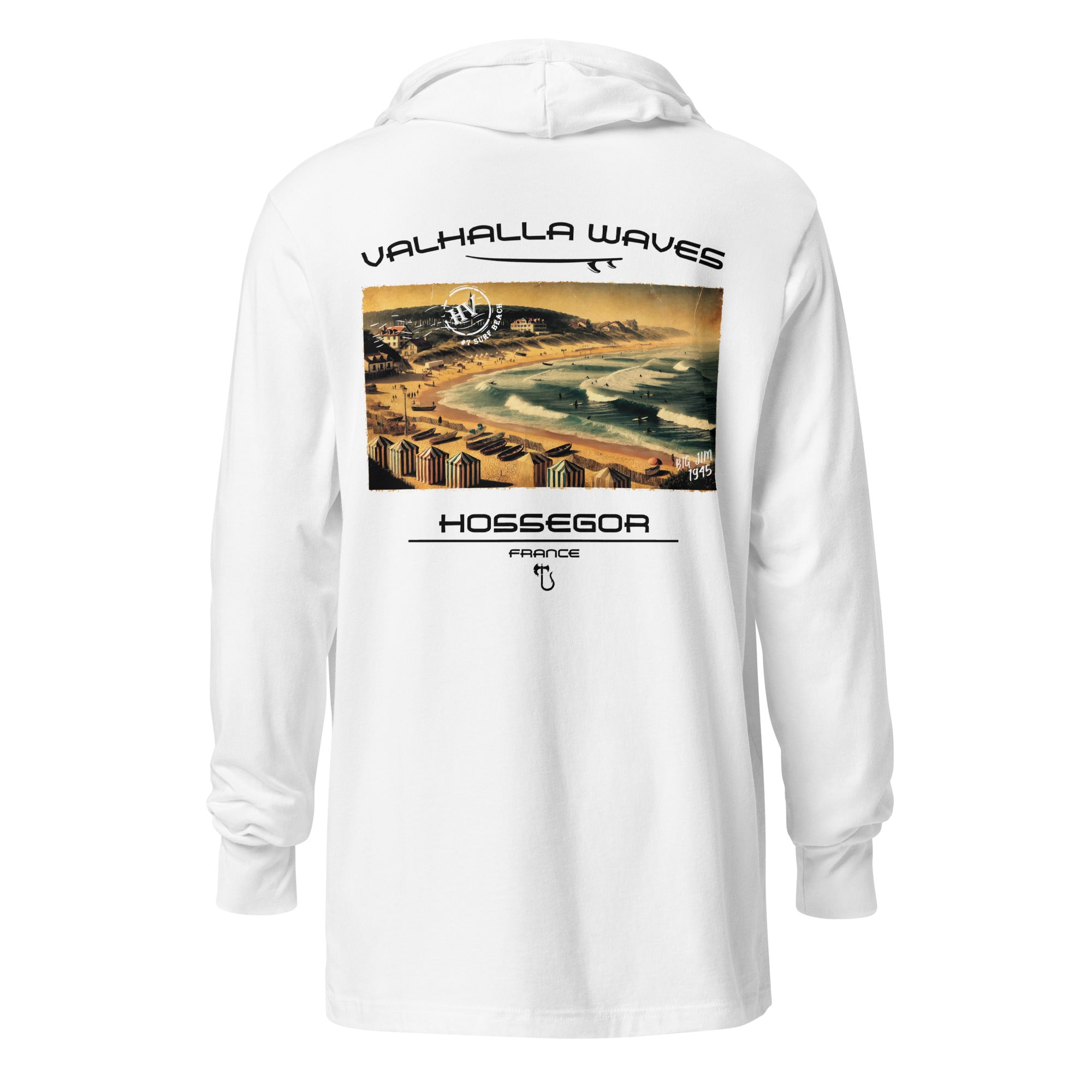 Hossegor Beach Vintage Postcard Hooded T-Shirt - Hawaiian Vikings