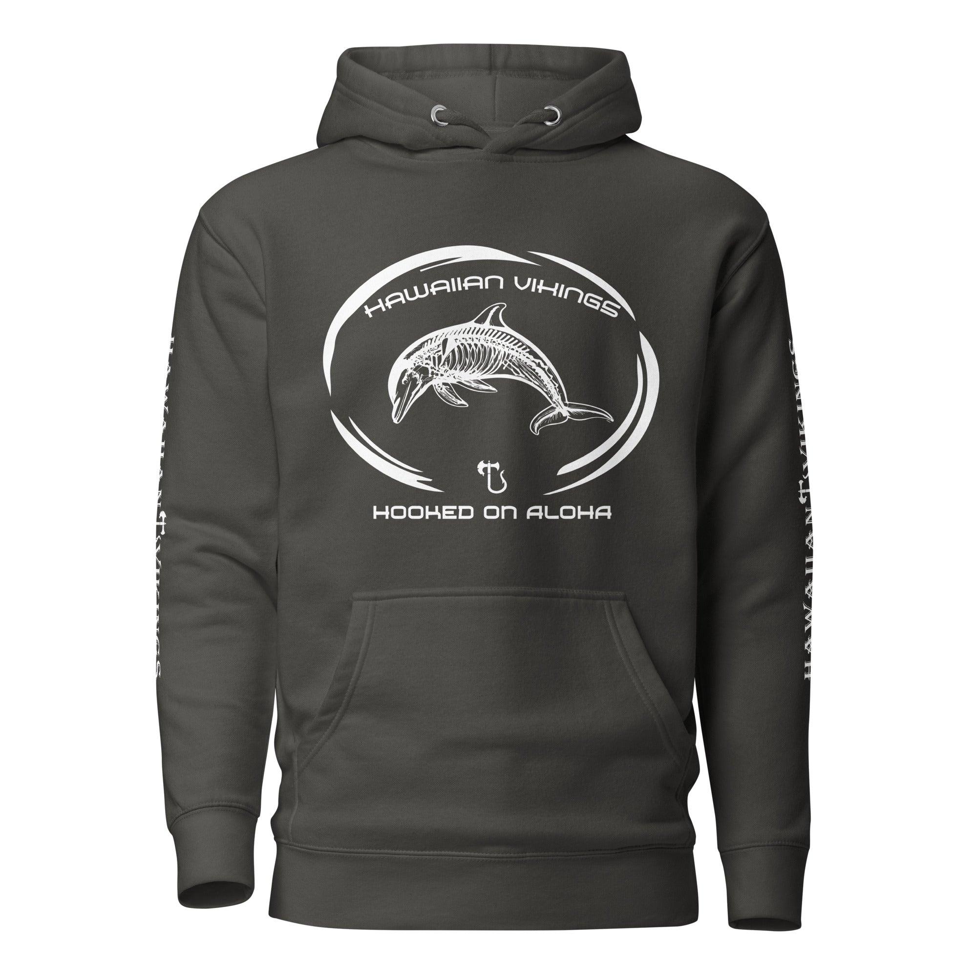 Hooked on Aloha: Dolphin Unisex Hoodie - Hawaiian Vikings