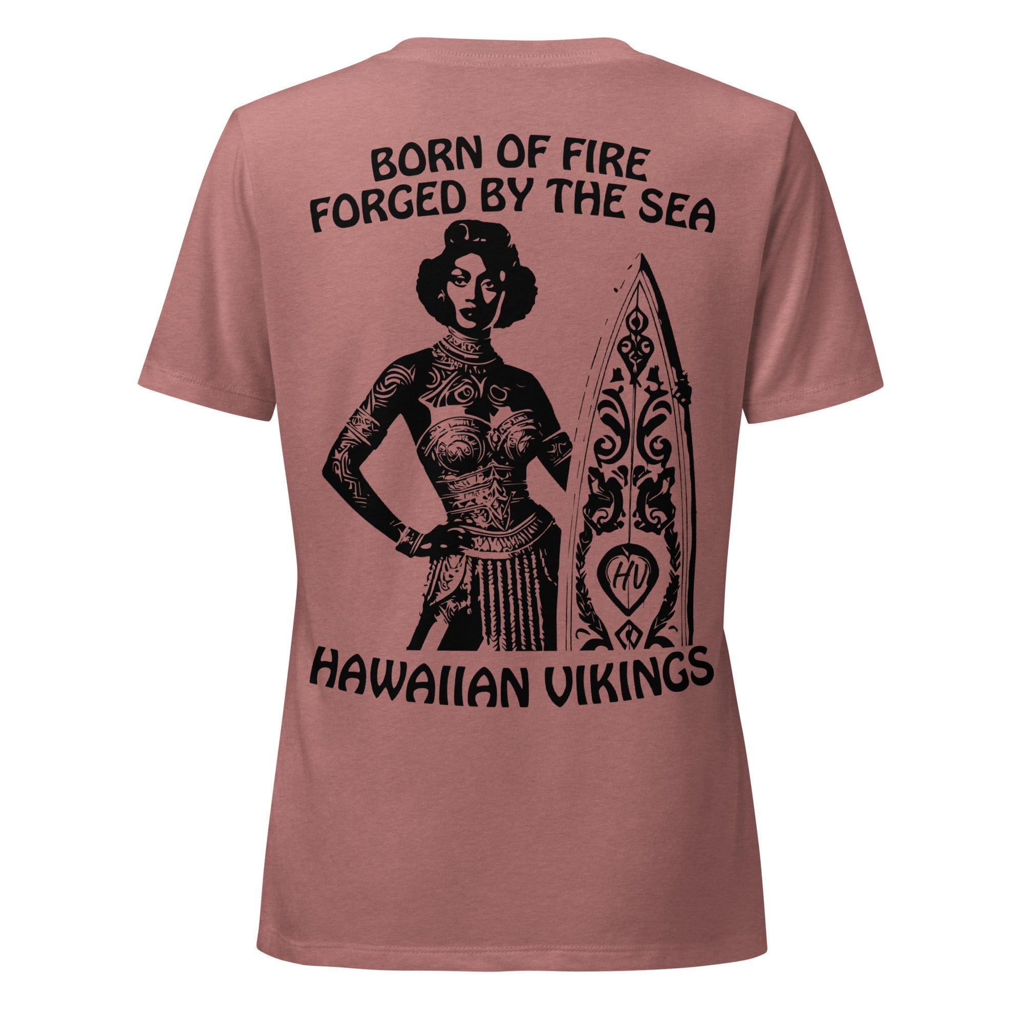 Born of Fire, Forged By The Sea Women’s Relaxed V-Neck T-shirt - Hawaiian Vikings