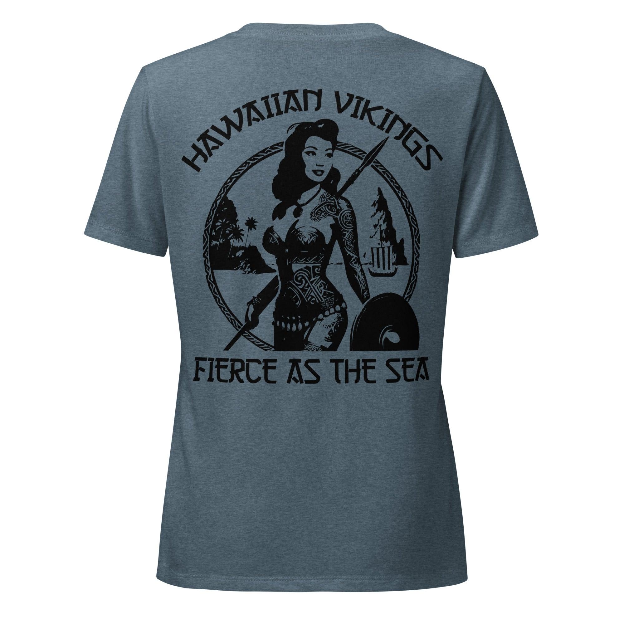 Fierce as the Sea Women’s Relaxed V-Neck T-Shirt - Hawaiian Vikings