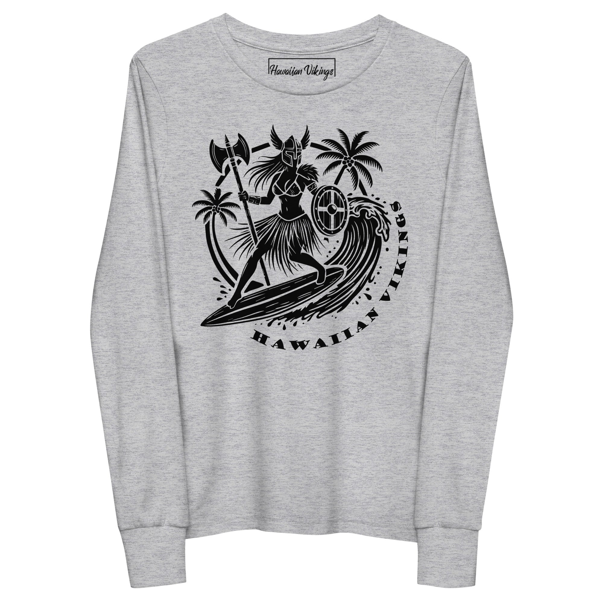 Freyja Surfing Girl's Long Sleeve Tee - Hawaiian Vikings