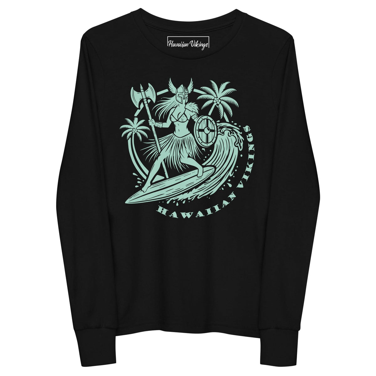 Freyja Surfing Girl&#39;s Long Sleeve Tee - Hawaiian Vikings