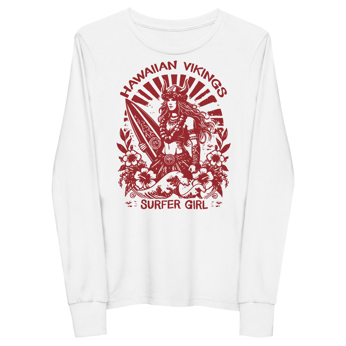 Surfer Girl Girl&#39;s Long Sleeve Tee - Hawaiian Vikings