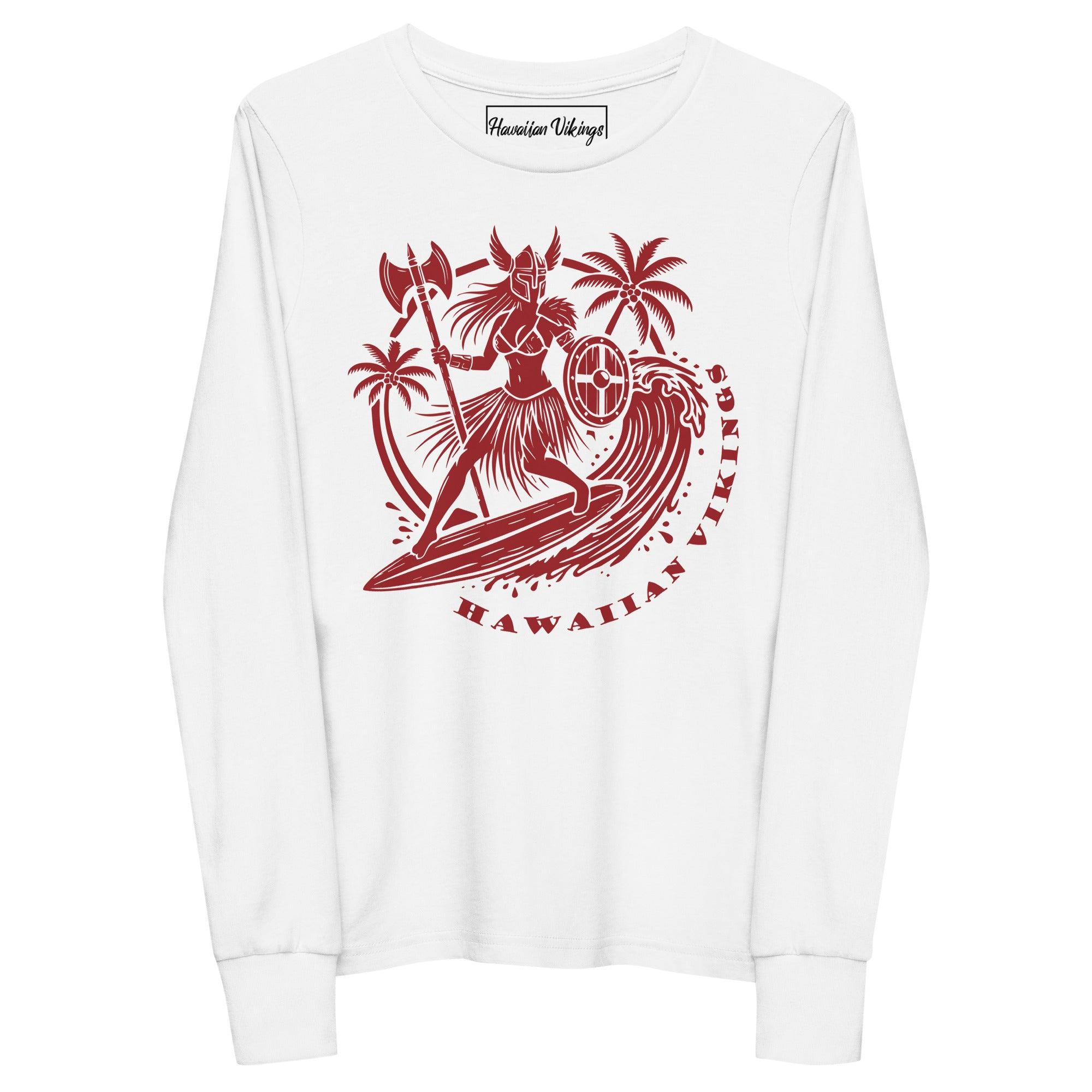 Freyja Surfing Girl's Long Sleeve Tee - Hawaiian Vikings