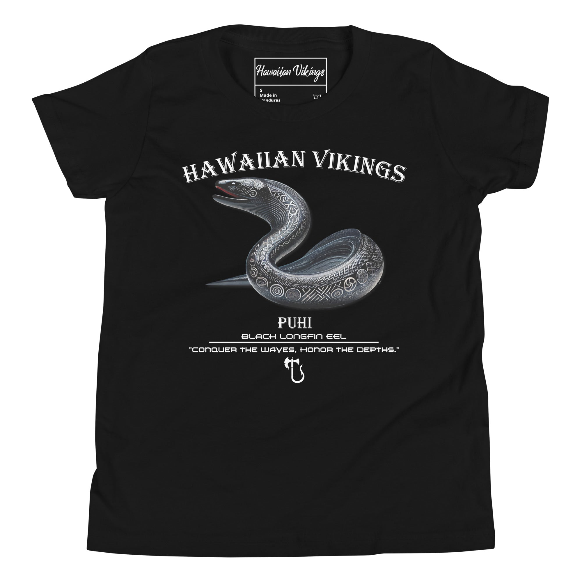 Black Longfin Eel Youth Short Sleeve T-Shirt - Hawaiian Vikings