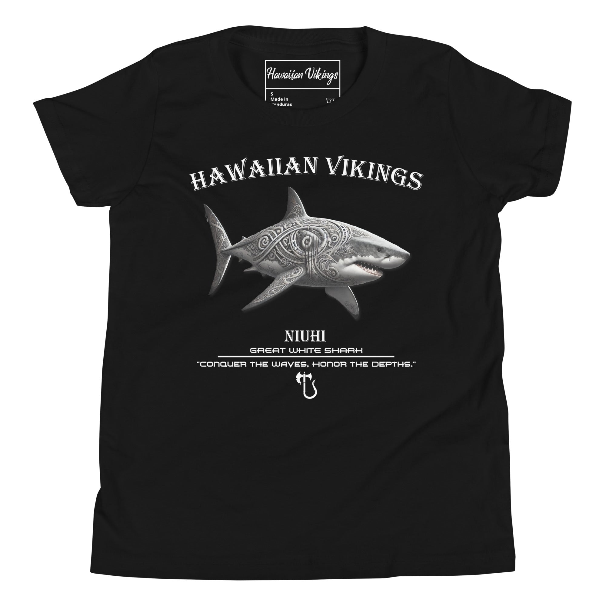 Great White Shark Youth Short Sleeve T-Shirt - Hawaiian Vikings