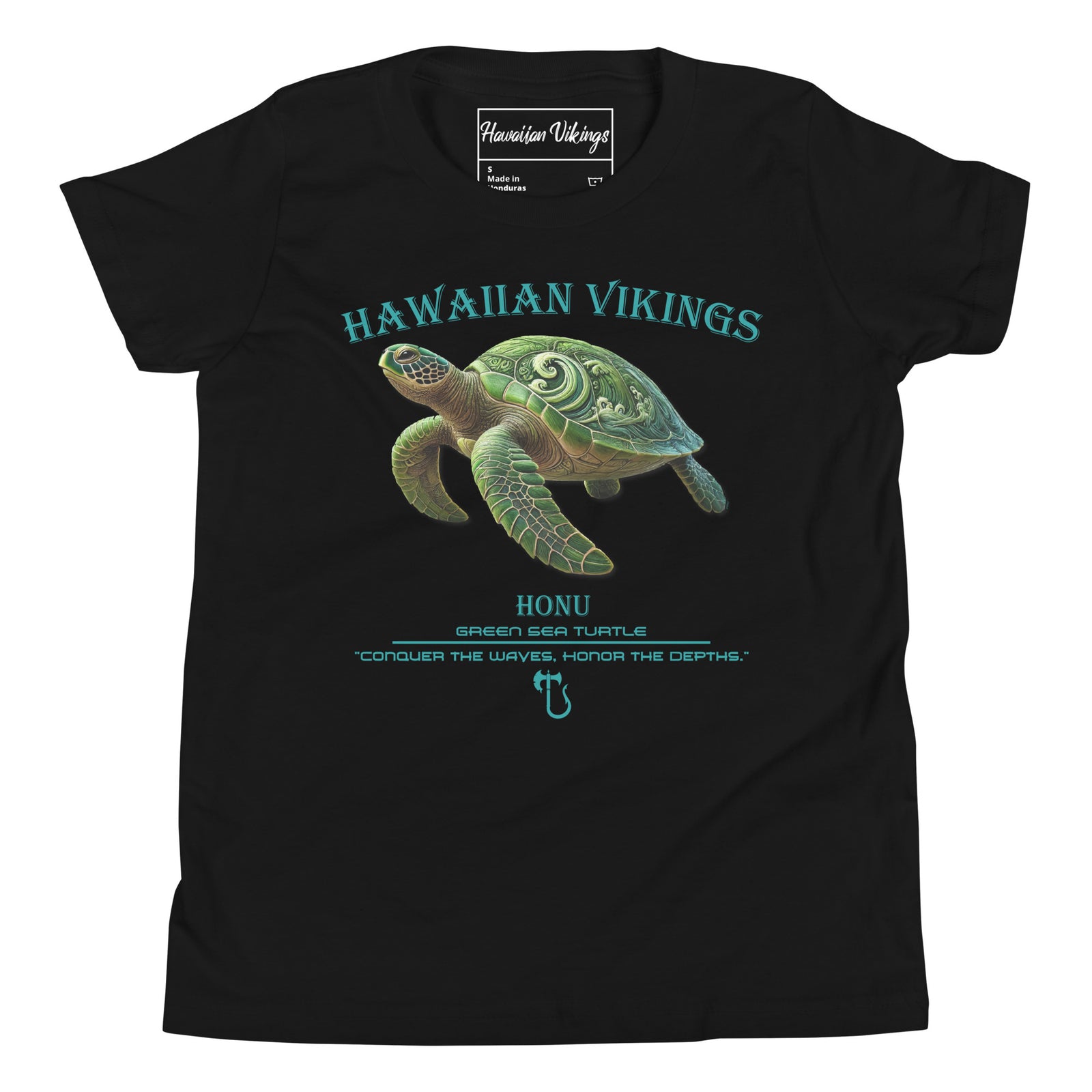 Green Sea Turtle Youth Short Sleeve T-Shirt - Hawaiian Vikings