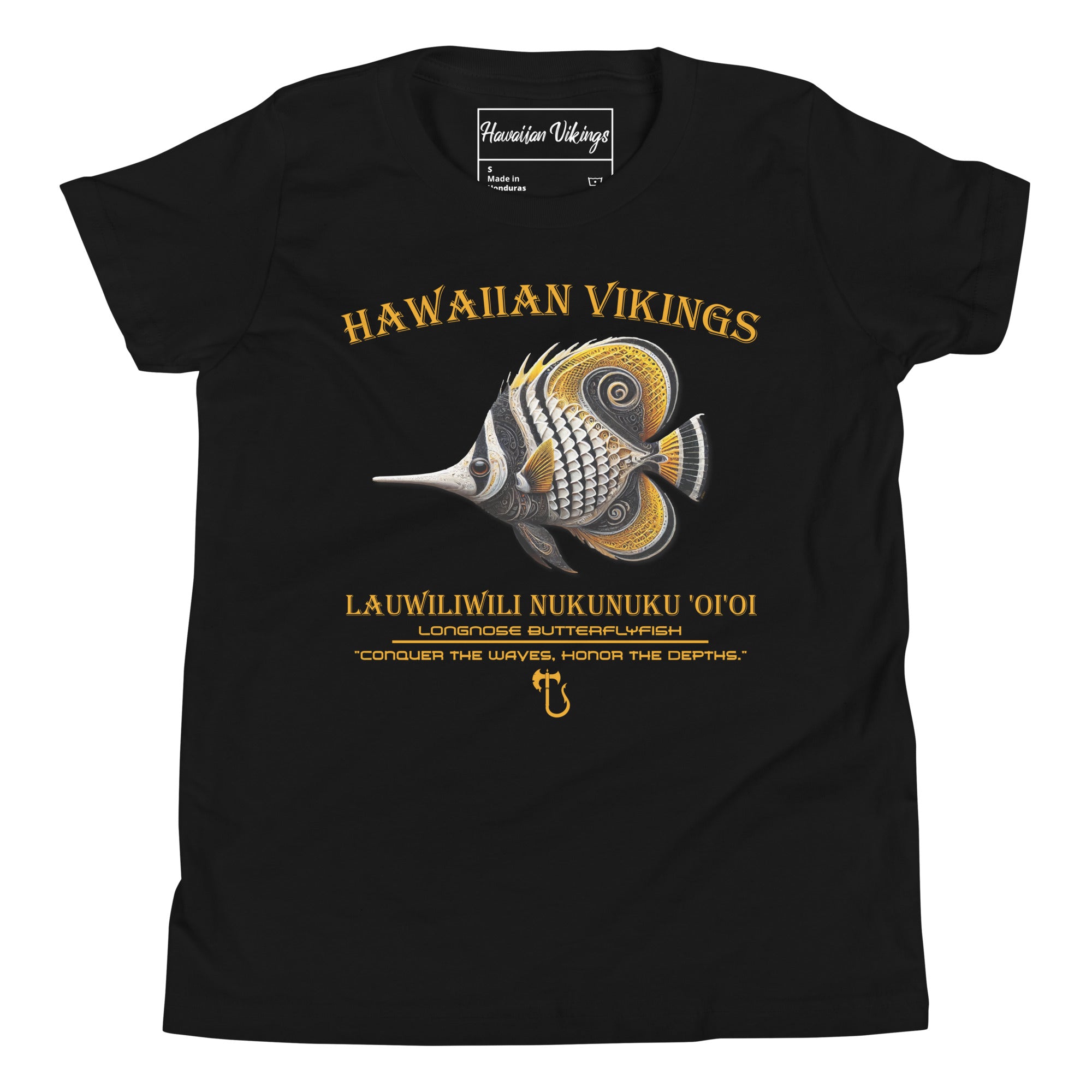 Longnose Butterflyfish Youth Short Sleeve T-Shirt - Hawaiian Vikings