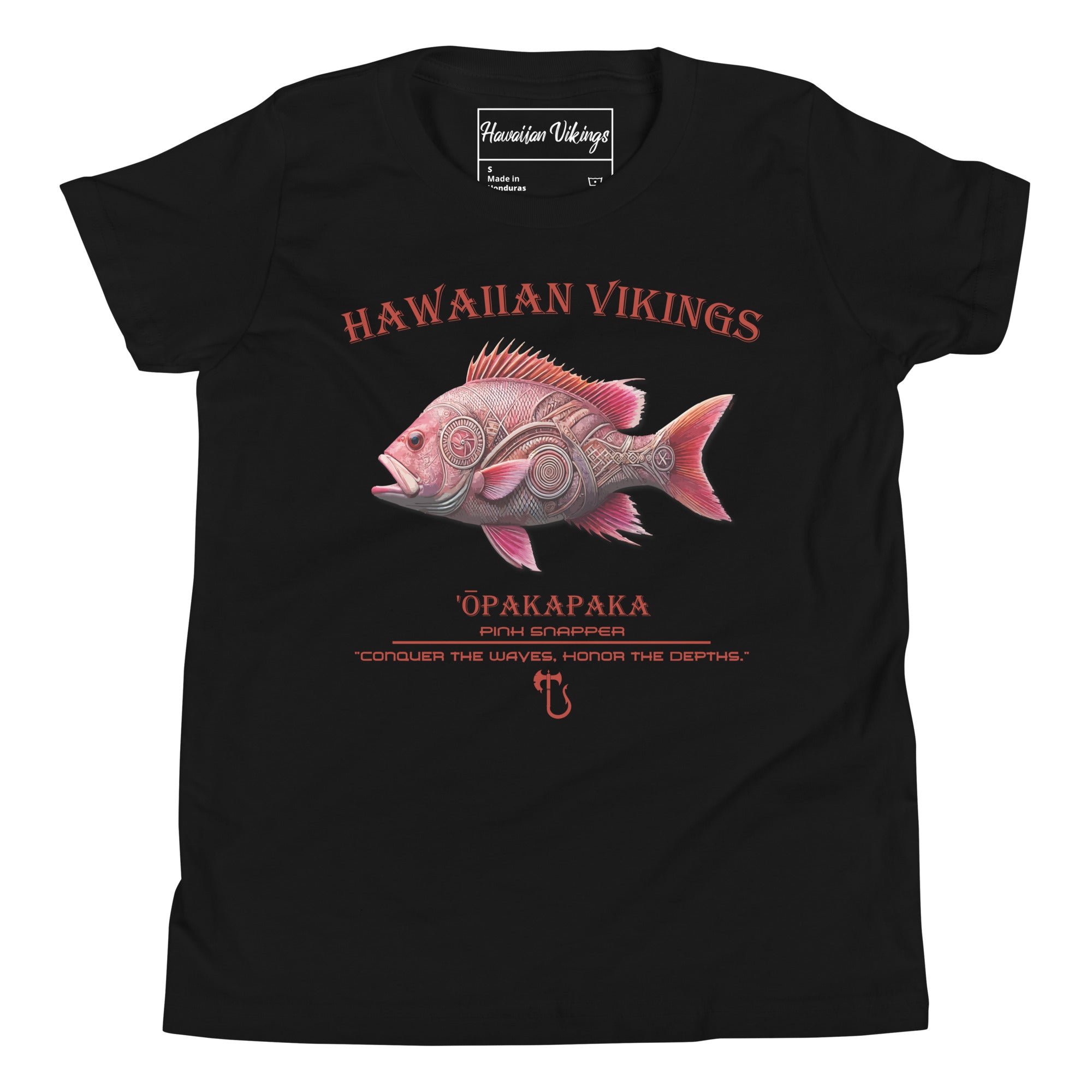 Pacific Pink Snapper Youth Short Sleeve T-Shirt - Hawaiian Vikings