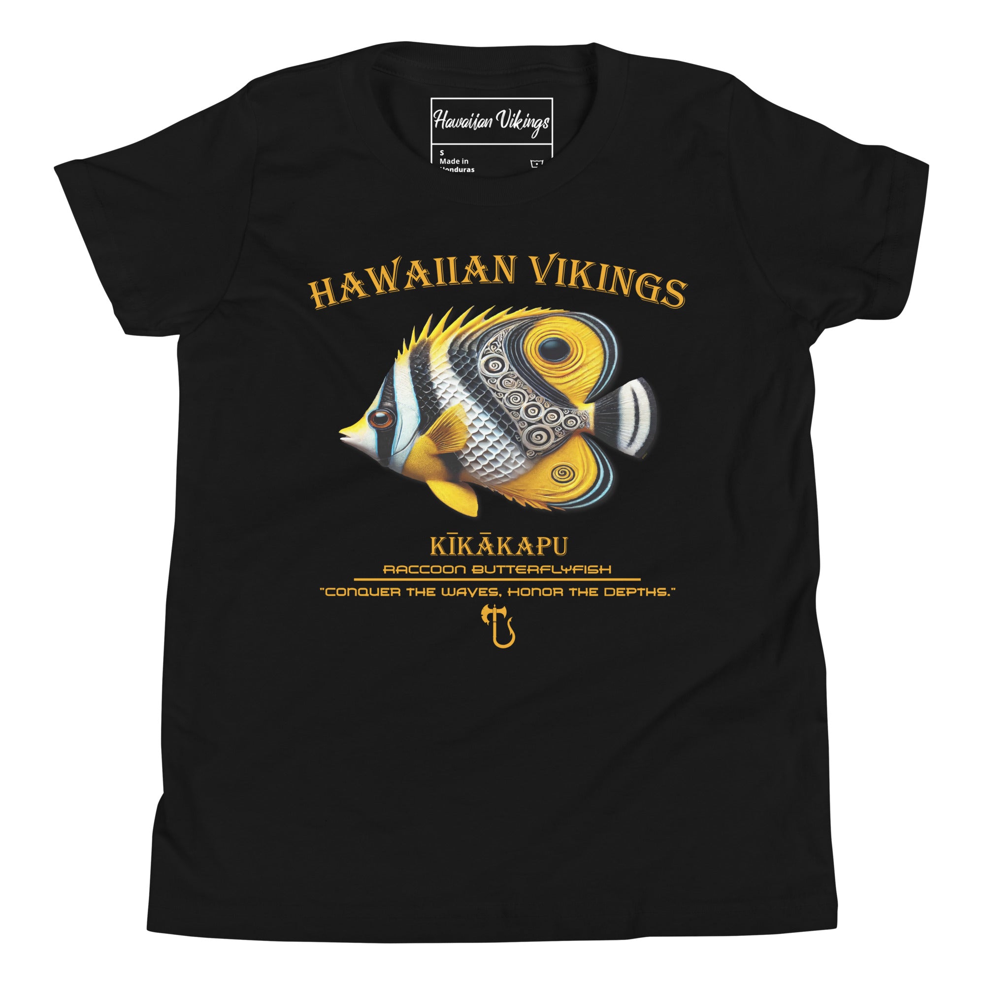 Raccoon Butterflyfish Youth Short Sleeve T-Shirt - Hawaiian Vikings