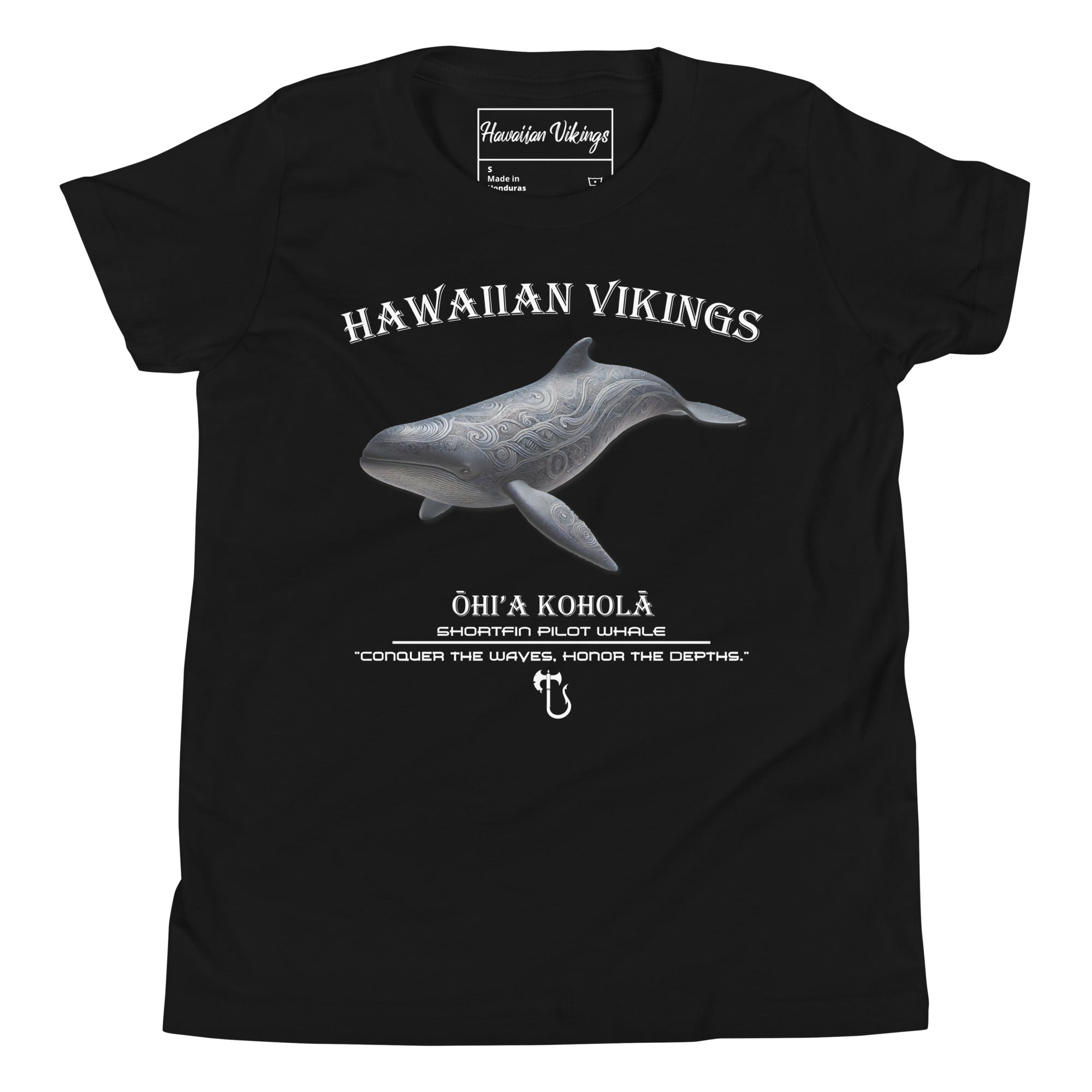 Shortfin Pilot Whale Youth Short Sleeve T-Shirt - Hawaiian Vikings