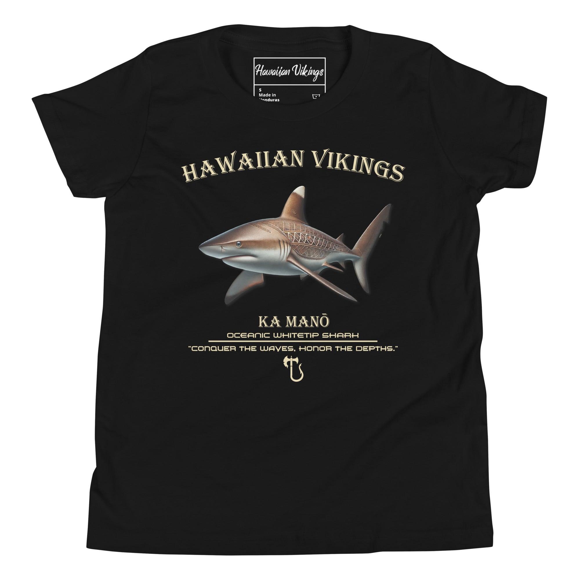 Oceanic Whitetip Shark Youth Short Sleeve T-Shirt - Hawaiian Vikings