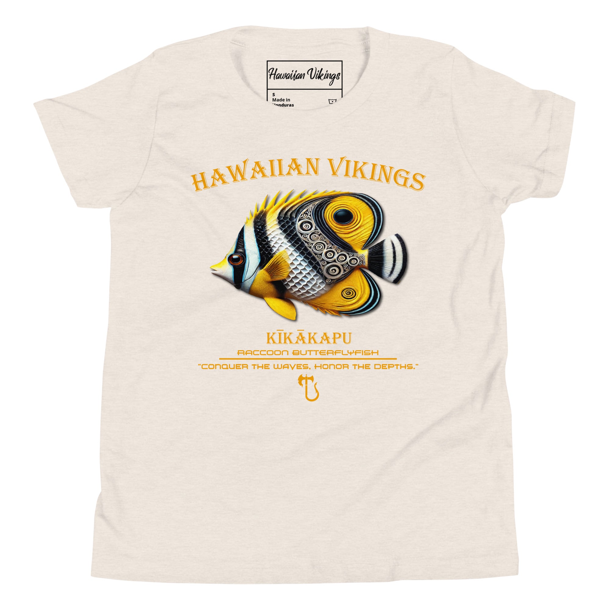 Raccoon Butterflyfish Youth Short Sleeve T-Shirt - Hawaiian Vikings