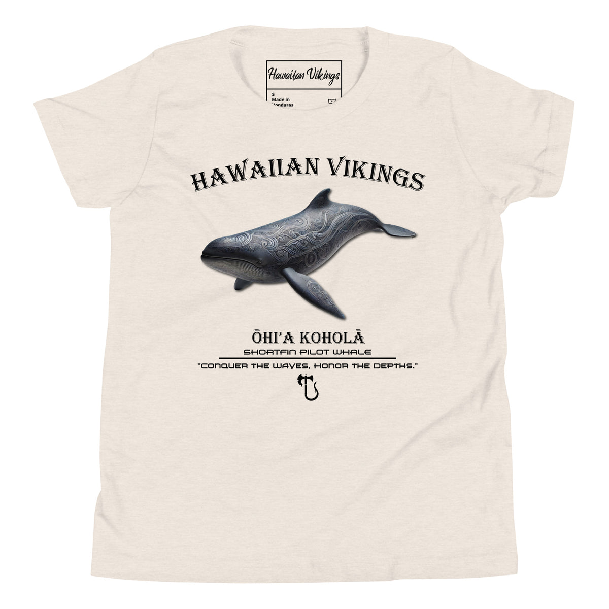 Shortfin Pilot Whale Youth Short Sleeve T-Shirt - Hawaiian Vikings