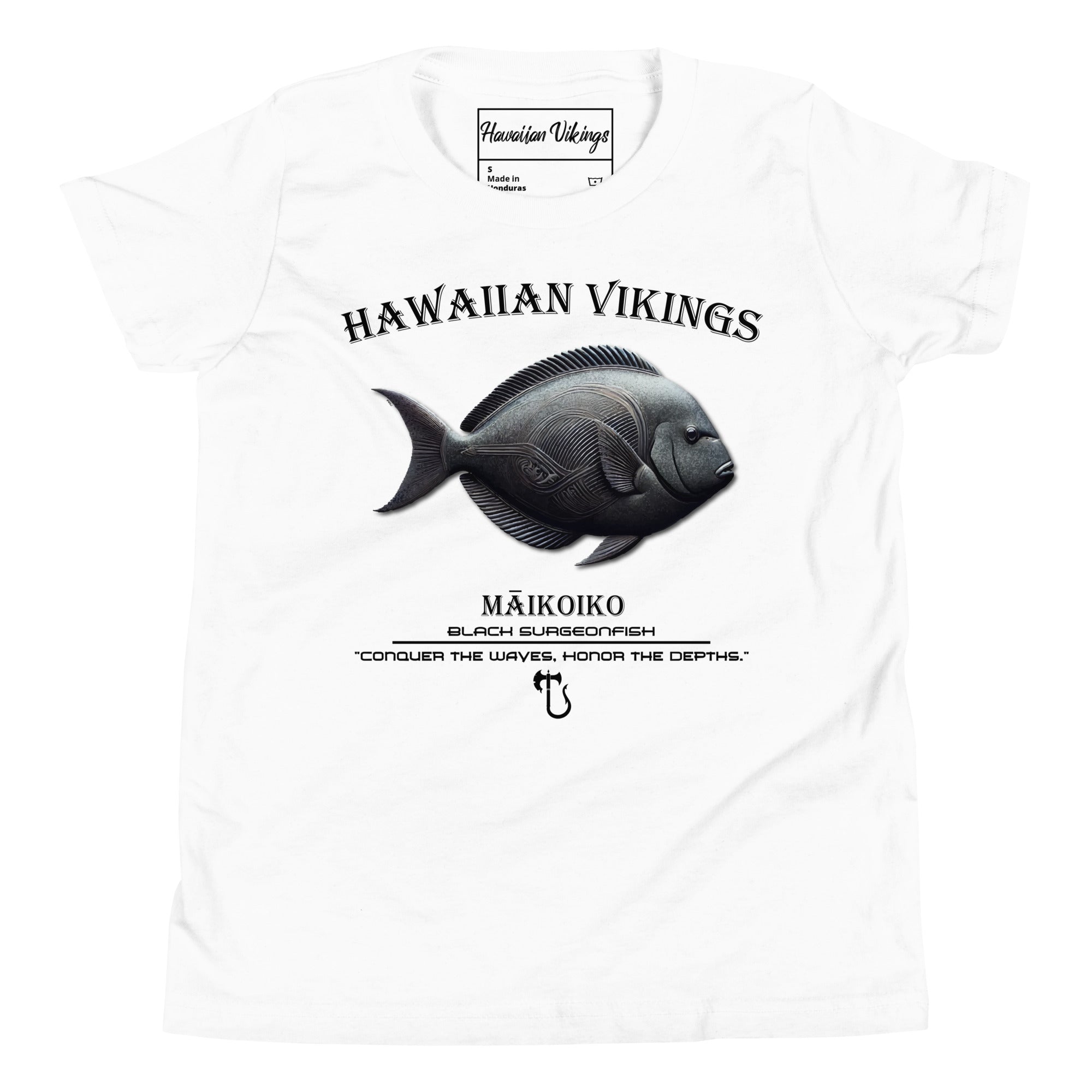 Black Surgeonfish Youth Short Sleeve T-Shirt - Hawaiian Vikings