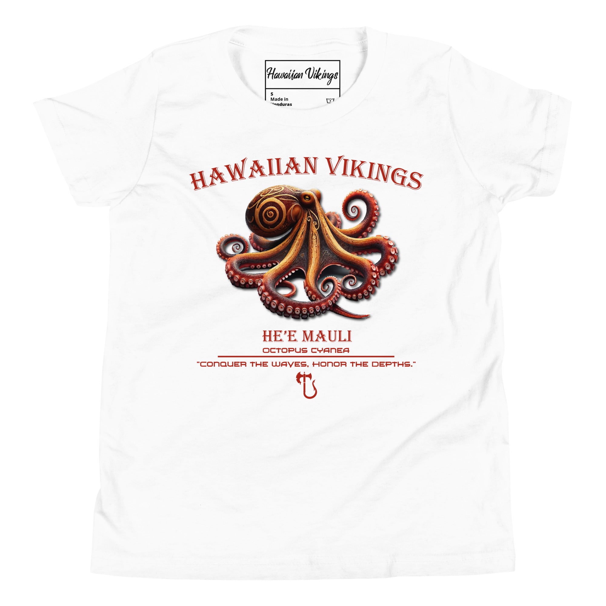 Octopus Cyanea Youth Short Sleeve T-Shirt - Hawaiian Vikings