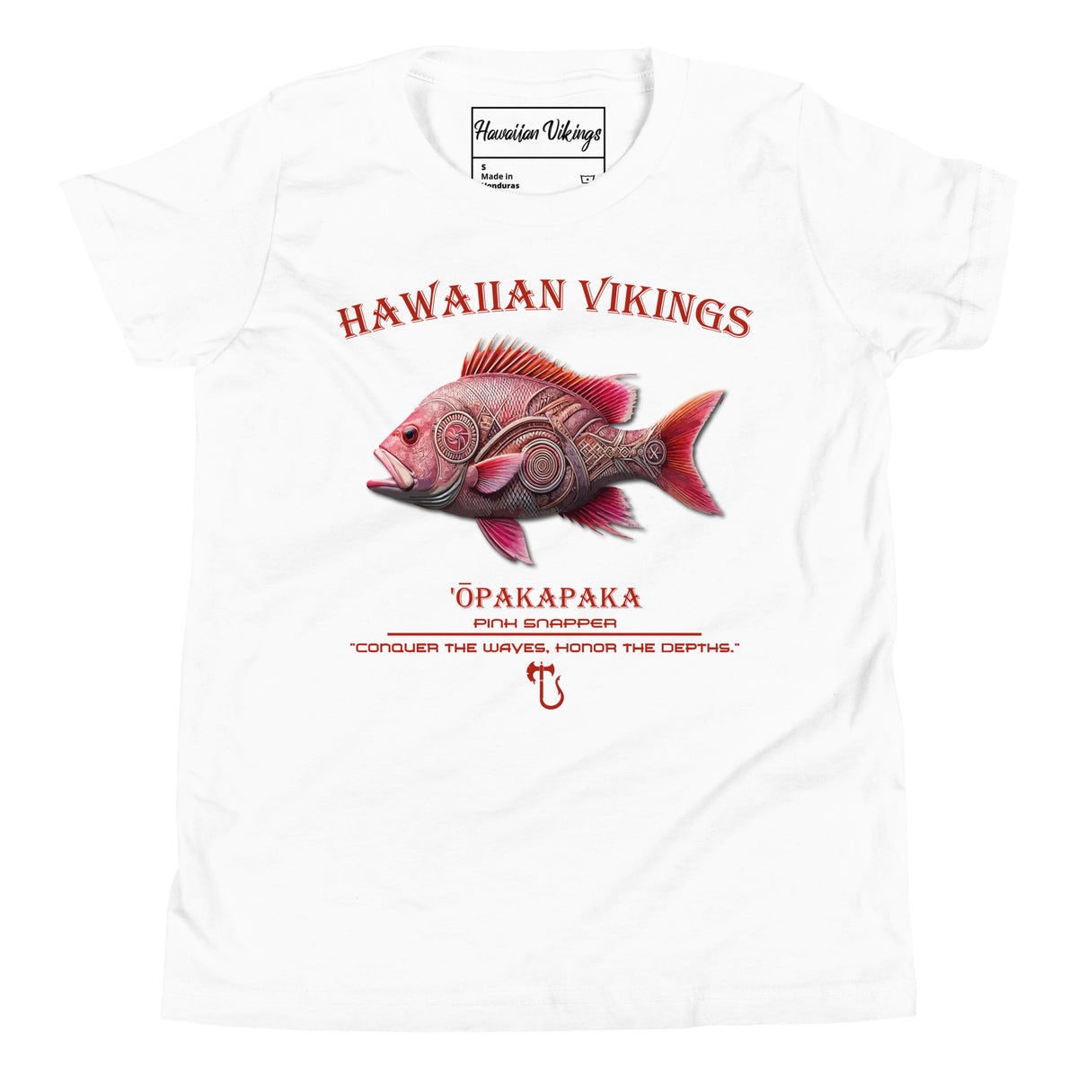 Pacific Pink Snapper Youth Short Sleeve T-Shirt - Hawaiian Vikings