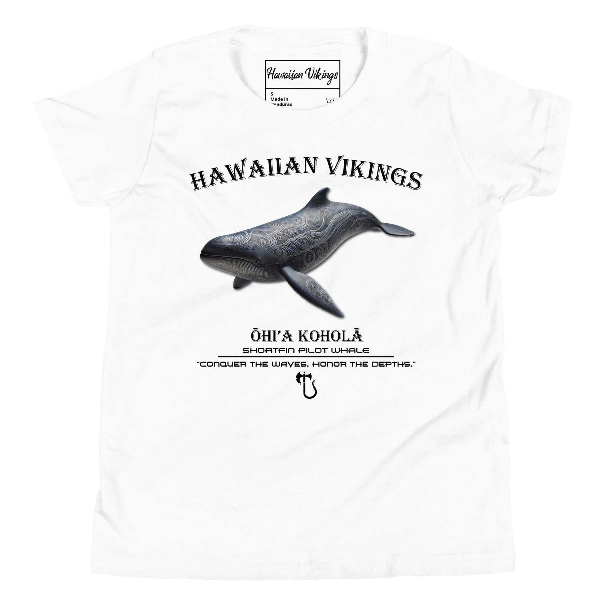 Shortfin Pilot Whale Youth Short Sleeve T-Shirt - Hawaiian Vikings