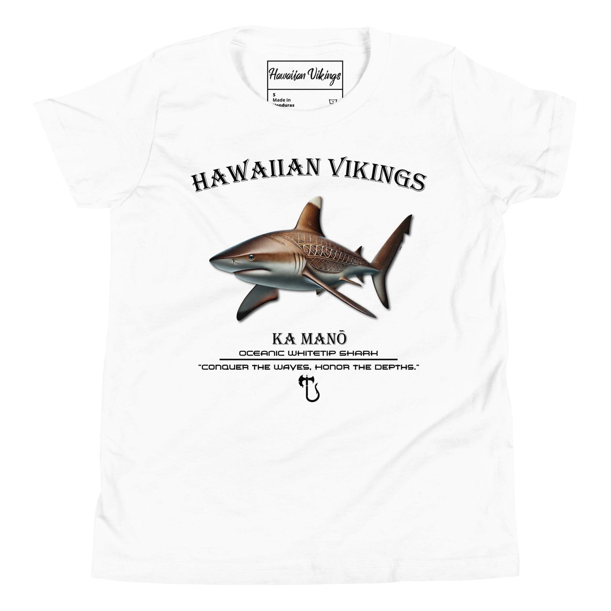 Oceanic Whitetip Shark Youth Short Sleeve T-Shirt - Hawaiian Vikings