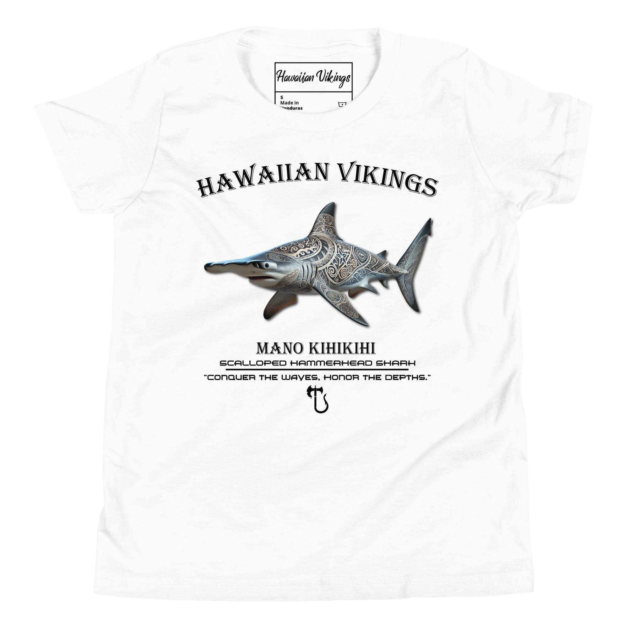 Scalloped Hammerhead Shark Youth Short Sleeve T-Shirt - Hawaiian Vikings